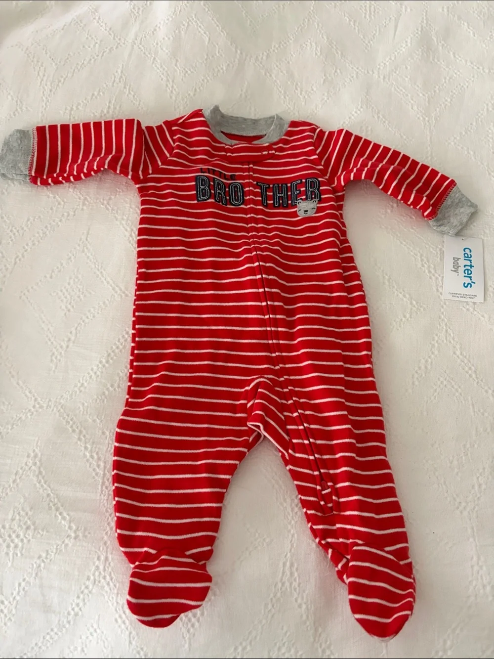 Carter's Red Striped Footed Sleeper & Olive Green 